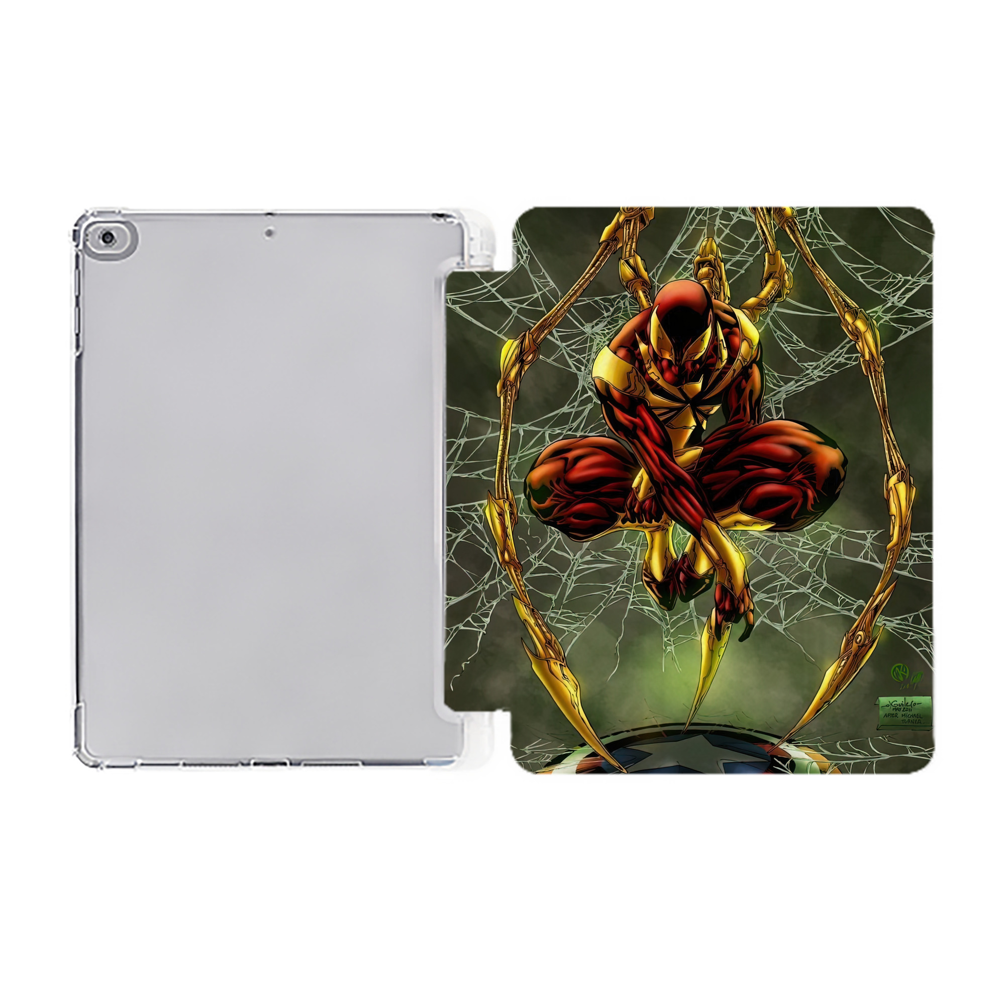 （画像用） Spider Man スパイダーマン IPad ケース ペン収納付き 三つ折りスタンド PUレザー×シリコン 対応機種9.5/10.5/10.9インチ